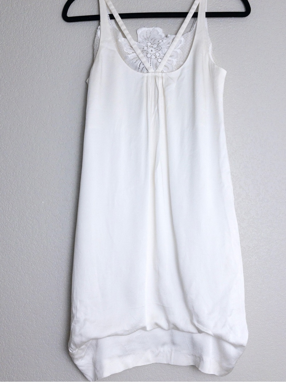Vintage Emporio Armani Bubble Hem Slip Mini Dress 6 Ivory Lace Satin